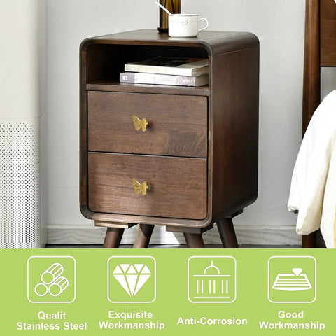 Nightstand with six piece zinc alloy drawer knobs antique butterfly pull handles with screws for drawers and cupboards gold finish
