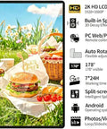 Shop Window Advertising Screen Hella Bright 1080P IPS LCD Ad Display For Indoor Digital Signage Wall Mounted Commercial Monitor showing a burger picnic setup.
