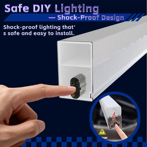 Ultra Bright LED Garage Lighting System With 14-Grid Hex Panels, shock-proof design, close-up showing safe installation