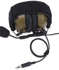 Rock Solid Military Tactical Noise Cancelling Headphone With U94 Ptt Boom Mic For Two Pin Radios and Airsoft Gear top view with mic