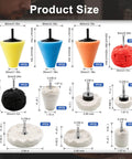 Get That Fresh Look With 16 Piece Aluminum Polishing Kit For Drills And Buffing Wheels showing product size details and foam pads.
