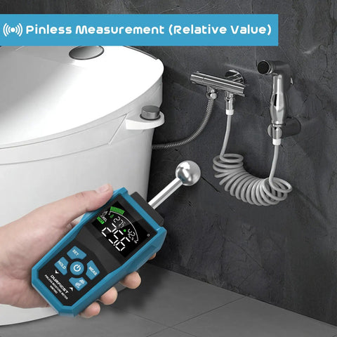 Pin And Pinless Workhorse Moisture Meter With Color LCD And Acoustic Alarm Dual Mode For Wood And Construction Moisture Gauge Detects 20 To 40 Millimeter Wall Thickness And Works On Concrete Masonry Drywall And Other Materials. pinless measurement on bathroom wall