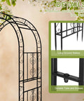 7Ft Heavy Duty Metal Garden Arch Arbor For Weddings And Outdoor Decor Rugged Black Arbor Archway With Ground Stakes