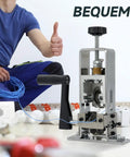 Wire Stripper Machine 1 To 25MM For Hand Crank Or Drill Powered Use shown stripping blue wire, with worker giving thumbs up.