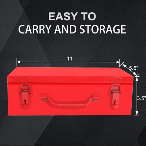 Heavy duty storage case for 1 Inch Drive Deep Impact Socket Set With 9 Piece CrMo 6 Point Sockets, showing dimensions for easy transport