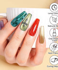 Close-up of hand with vibrant nail designs using Cat Eye Gel Nail Polish Kit 12 Color Soak Off LED UV Gel Nails High Gloss Long Lasting