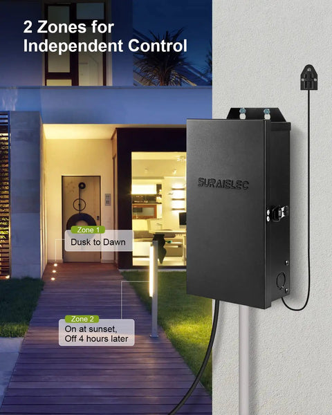 Dual Output 300W Low Voltage Landscape Transformer With Timer And Photocell Sensor for pathway lighting control