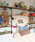 Industrial Pipe Shelving Set Wall Mounted Rustic Floating Iron Shelves For DIY Bookshelf Brackets in home above bed with decor