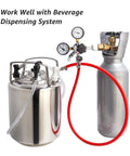 Ball Lock Quick Disconnect Set for Home Brewing Kegs With Five Sixteenths Gas Barbs and One Quarter Inch Liquid Barbs Includes Stainless Steel Hose Clamps For Secure Connections and Easy Keg System Upgrades, keg setup with regulator and CO2 tank