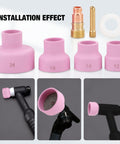 Ceramic Welding Cup Set With No 12 No 14 No 16 No 24 Cups 0.1 Inch Thick Alumina Gas Lens Kit Includes Chuck Air Lens Spacer