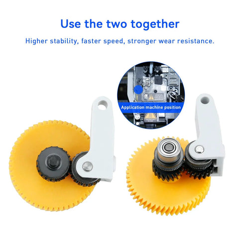 All Metal Hotend Upgrade Kit for P1S Direct Drive Extruder with Helical Gear Handle and Hardened Steel Gears close-up