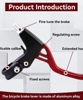 Universal Aluminum Alloy Bike Brake Levers For Mountain Road And BMX, V Brake Compatible, 2.2cm Diameter, Red Handle Design