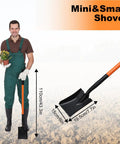 Durable Square Shovel With Metal Handle For Digging In Yard Or Camp 43.3 Inch Length Orange Garden Tool next to man holding flowers