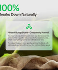 Heavy Duty Natural Burlap Fabric Roll 40 Inch By 13 Foot High Density Jute For Multipurpose Gardening And Outdoor Plant Care Weed Barrier DIY Crafts Projects And Home Decor with text overlay about natural scent