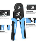 Self-Adjusting Ratchet Ferrule Crimping Tool Kit For AWG 23 To 7 Wires, Pro-Grade with ergonomic handles and features display