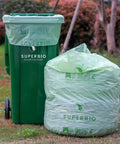 33 Gallon Compostable Yard Waste Bags For Lawn And Leaf Cleanup, 40 Count Two Rolls, 33 Inch By 40 Inch, 1 Mil Thick in use outdoors