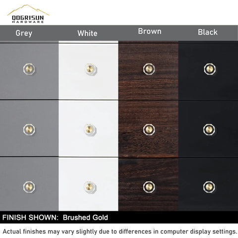 10 Pack Dope Brass Crystal Cabinet Knobs Set With Glass Crystal Gold Finish 1-1/4 Inch Polygon Decorative Dresser Pulls on different drawers
