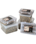 Boxes of tan epoxy coated deck screws set heavy duty size 8 by 1-1/2 inch 204 pieces for outdoor use