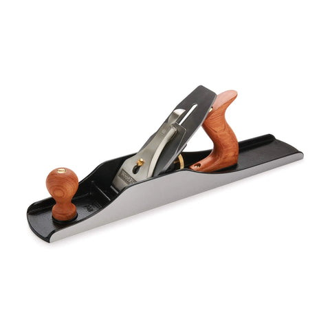 Professional Number 6 Smoothing Bench Plane Crafted From Solid Cast Iron With Precision Machined Frog And Ergonomic Bubinga Handle, side view.