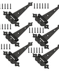 6 Inch Decorative Hammered Steel Rust Resistant Heavy Duty T Hinges Outdoor Tee Hinges For Shed Fence Barn Doors 6 Pack with screws