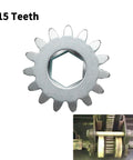 Easy Swap Replacement 15 Tooth Spur Gear For Lippert RV Slide Out Systems 10 DP 20 PA, shown with gear mechanism