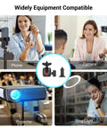 Desktop Camera Mount Stand 15 To 35 Inches showcasing compatibility with phone, camera, projector, and ring light