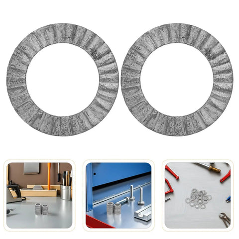 30 Pair M10 Double Layer Self Locking Wedge Shaped Anti Vibration Safety Washers Built From Heavy Manganese Steel displayed on a table.