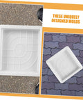 DIY Concrete Molding Kit With 2 Piece Paver Molds For Patio Garden Pathway Cement Molds Plastic Paving Edging Forms Create Custom Walkways And Edges Fast And Easy, white plastic molds on pavement.