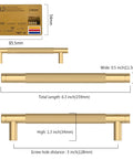 Dimensions of Champagne Bronze Cabinet Pulls 5 Inch Drawer Handles 128mm Center to Center, showing length, width, and height.