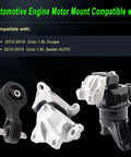 Engine Motor Mount Set For Honda Civic 2012 2013 2014 2015 1.8L Front Motor Mount And Rear Torque Strut Mount Plus Center Transmission Mount 3 Piece Replacement Kit For Smoother Ride And Reduced Vibration, showing components