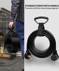 50 Foot Welder Extension Cord, 30 Amp, 10 Gauge, 250V NEMA 6-50P To 6-50R, Heavy Duty SJTW shown with storage handle