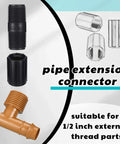 5 Pack 1/2 Inch PVC Double Female Threaded Couplings For Sprinkler Extension Riser Pipe Fittings Garden Drip Irrigation System NPT Coupler Easy Install DIY Yard Sprinkler Riser Accessories shown with connector types and threading details