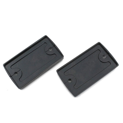 Hayabusa Front Brake Reservoir Cover Beefed Up 2 Pack Durable Aluminum Master Cylinder Cap For Suzuki GSX1300R Hayabusa 1999-2020 Black Clutch Fluid Cap Replacement, showing two black aluminum reservoir covers on a white background.