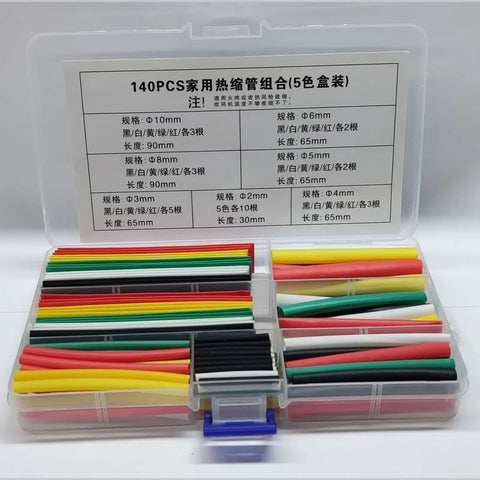 Ultra Stretchable Evenoonest Heat Shrink Tubing Kit With Flame Retardant Wire Cable Sleeves For Tough Electrical Repairs And High Expansion Ratio Assortment Of 780 Pcs To Fix Damaged Cables Fast Without Removing Connectors, 140 pcs set