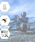 Beefed Up Go Kart Forward Reverse Gearbox With Snappy Three Speed Shifts Featuring A Plug And Play Setup Delivering Killer Performance For Four Stroke Engines Up To Thirteen Horsepower, includes mounting bolts, shifter disc, and mounting bolt kit.