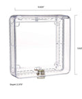 Locking Thermostat Guard Cover for Small 4.375 Inch Square Units Clear Plastic Shield with Built-In Keys shown with dimensions