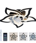 5 Pc Ceiling Fan with Lights Remote Control 24 inch Black 6 Speeds 3 Light decorative design with remote and light settings.