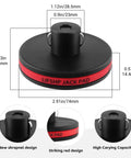 Tesla Lift Pad Set For Model 3 Y S X 2013 2026 0.9 Inch Lift Pads 4 Pack, black puck with red stripe and size measurements