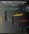 Six Piece Seal Twistor Tool Set With Two Sided Seal Pick And Surface Mount Handle for Easy No Thumb Strain Seal Installation