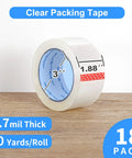 Clear Packing Tape 18 Rolls Heavy Duty Sealing Tape For Shipping And Moving, 2.7 Mil Thick, 1.88 Inch Wide