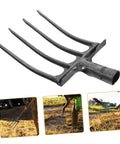Steel Garden Fork Replacement Head Tines for Soil Turning and Manure Duty with sturdy steel construction, four tines visible.