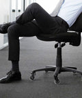5pcs Inch Universal Wheel PU Metal Caster Smooth Silent on an office chair, featuring sleek black design and smooth swivel action.