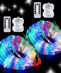 2 Pack Battery Operated Outdoor String Lights With 8 Modes, Portable Rope Lights Powered By 3 AA Batteries Each, No Plug Needed