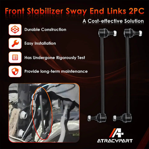 Front Sway Bar Link Set For Honda Odyssey 2005-2017, Easy Wrench Install, Replaces K750304, Smooths Out Cornering, Reduces Body Roll, Boosts Steering Stability And Ride Comfort, Beefs Up Handling On The Road, pair of black steel end links