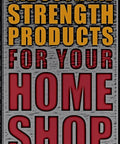 Text image displaying 'New Industrial Strength Products for Your Home Shop' and a logo at the bottom.