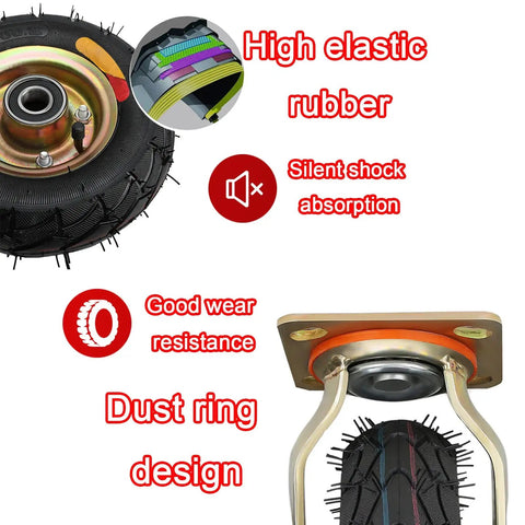 Image showing high elastic rubber Heavy Duty Air Filled Rubber Caster Wheels Set With Swivel Fixed And Brake Options for Carts.
