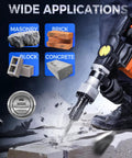Demonstration of SDS Plus 6 Piece Chisel Set Heavy Duty Rotary Hammer Chisels For Demolition And Home Improvement on concrete block