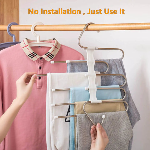 Super Slick Metal Pants Hangers Two Pack Hella Space Saving Closet Organizers With Anti Slip Grip For Jeans Skirts Leggings And Scarves Ultimate Closet Glow Up Rack
