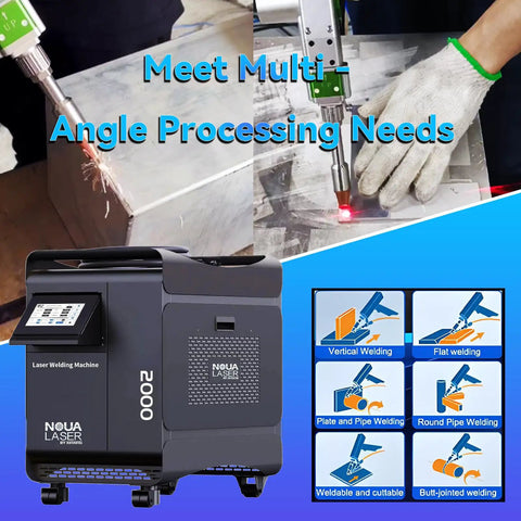 Heavy Duty 1500W Double Wobble Laser Welder Cutting And Cleaning Rig With Auto Wire Feeder for multi-angle welding on metal.