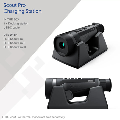 Charging Docking Station For Scout Pro Series With USB C Charging Port Built In Storage Bay And Rig Or Boat Mounting Compatible With Scout Pro I II III Thermal Cameras in docking position